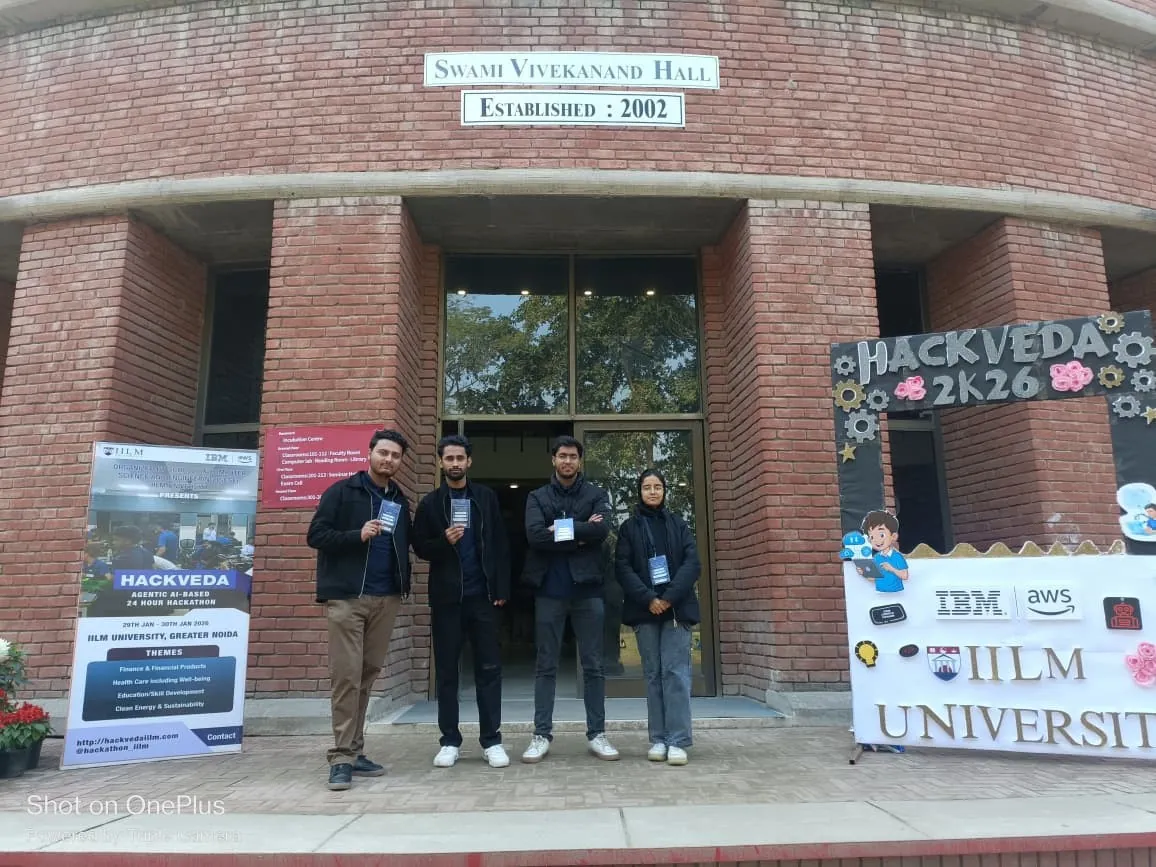 HackVeda team outside the event venue